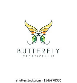 simple butterfly logo, animal vector illustration with modern outline style