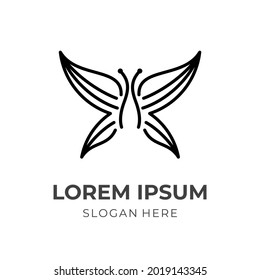 simple butterfly logo concept with line black color style