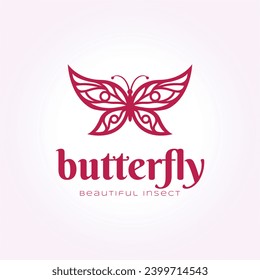 simple butterfly logo icon line art design, insect vector illustration