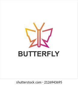 Diseño vectorial de logotipo simple de mariposa