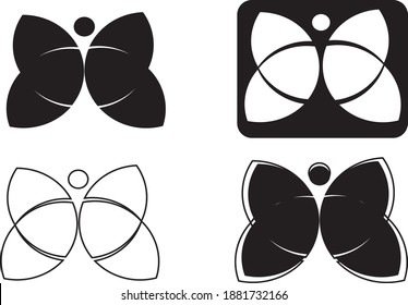logotipo simple de mariposa, icono de alas