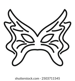 Simple butterfly mask with wings spreading up, featuring a simple design with bold lines, perfect for projects related to parties, costumes, and celebrations