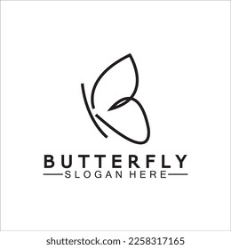 Simple Butterfly monoline logo-Vector illustration