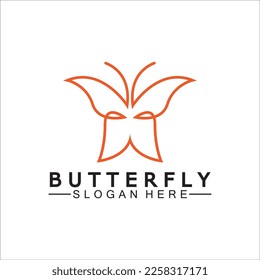 Simple Butterfly monoline logo-Vector illustration