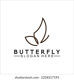 Simple Butterfly monoline logo-Vector illustration