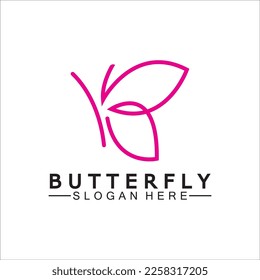 Simple Butterfly monoline logo-Vector illustration