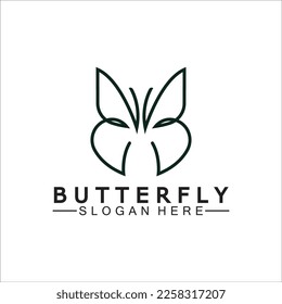 Simple Butterfly monoline logo-Vector illustration