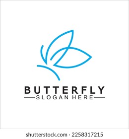 Simple Butterfly monoline logo-Vector illustration