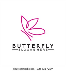 Simple Butterfly monoline logo-Vector illustration
