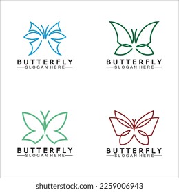 Simple Butterfly monoline logo-Vector illustration