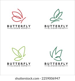 Simple Butterfly monoline logo-Vector illustration