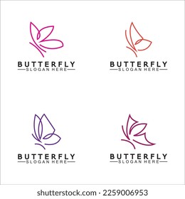 Simple Butterfly monoline logo-Vector illustration