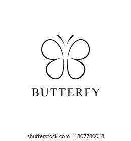 Simple butterfly shaped logo with outline style
