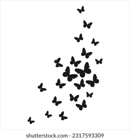 Simple butterfly silhouette elements isolated on a white background