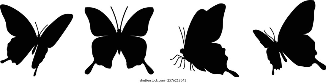 Simple butterfly silhouette illustration set