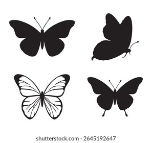 Simples borboleta silhueta ilustração conjunto