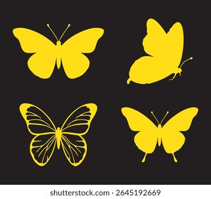 Simples borboleta silhueta ilustração conjunto