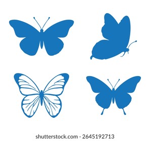 Simples borboleta silhueta ilustração conjunto