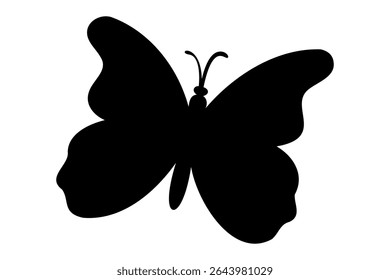 Silhueta borboleta simples sobre fundo branco vetor arte