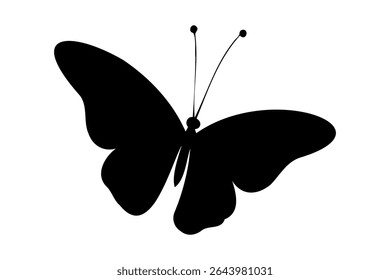 Silhueta borboleta simples sobre fundo branco vetor arte