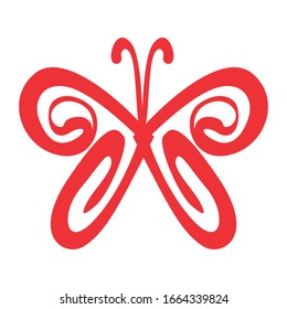 Simple Butterfly Vector Design in Red