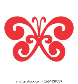 Einfaches Design der Butterfly-Vektorillustration auf Rot