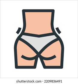 simple buttocks flat icons set on white background