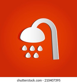 Simple button or icon for app (shower head, shower spray), vector illustration