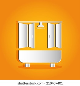 Simple button or icon for app (shower, douche ), vector illustration