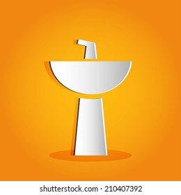 Simple button or icon for app (washbowl, washstand, washbasin, sink), vector illustration