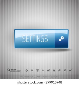 Simple button on the neutral gray background with icons.