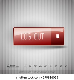Simple button on the neutral gray background with icons.