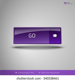 Simple button on the neutral gray background with icons. Vector design elements. Special purple edition.