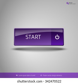 Simple button on the neutral gray background with icons. Vector design elements. Special purple edition.