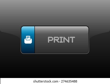 Simple button PRINT with color space for icons. Vector design elements.