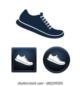 Simple and button shape Shoe icons on white background for your designs. Vector illustration icons.