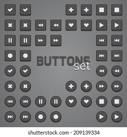 Simple buttons set with popular pictogram icons
