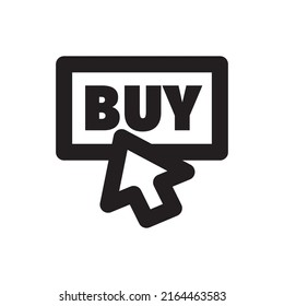 Simple buy button icon, Vector outline icon on white background.	