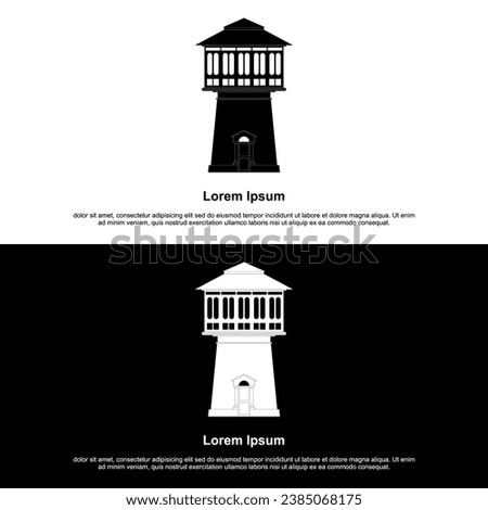 A simple bw eps with illustration of front flat toren torrent in Nanggroe Aceh Darussalam NAD sumatera sumatra as the main idea. a place to store water in ancient times, distribution to local resident