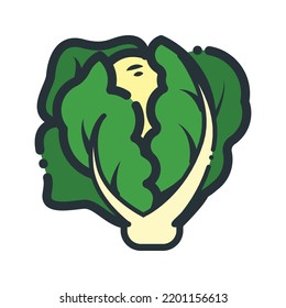 simple cabbage icon on white background