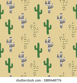 simple cacti painted in the colors of savanna animals pattern