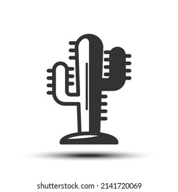 Simple cactus filled line icon, plant and tree related concept on the white background