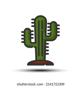 Simple cactus filled line icon, plant and tree related concept on the white background