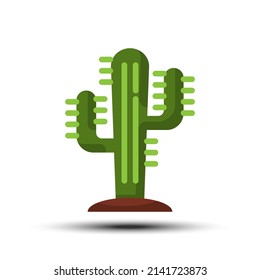 Icono plano de cactus simple, concepto relacionado con planta y árbol en el fondo blanco