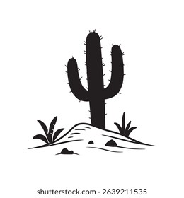 Simple cactus icon isolated on white background.