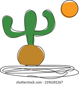 Simple Cactus Illustration. Hand Drawn Cactus. Simple Vector Illustration