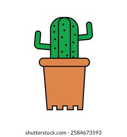 Simple Cactus Illustration in Pot