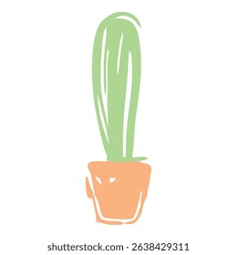 A simple cactus illustration in a pot, with a minimalist style perfect for interior design, botanical illustrations, and modern home decor projects.