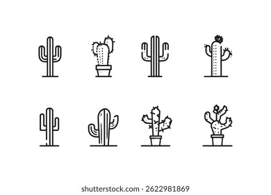 Diseño de arte de línea simple de Cactus