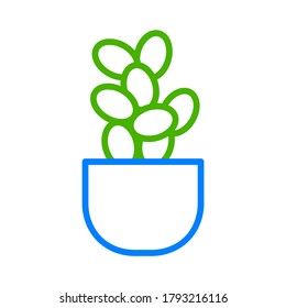 Simple cactus line icon. House plant succulent isolated on white background. Plant vector